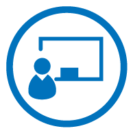 Person in front of a presentation screen